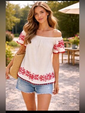 Forever 21 off the shoulder Mexican style top.  Women’s L.  Fully lined!